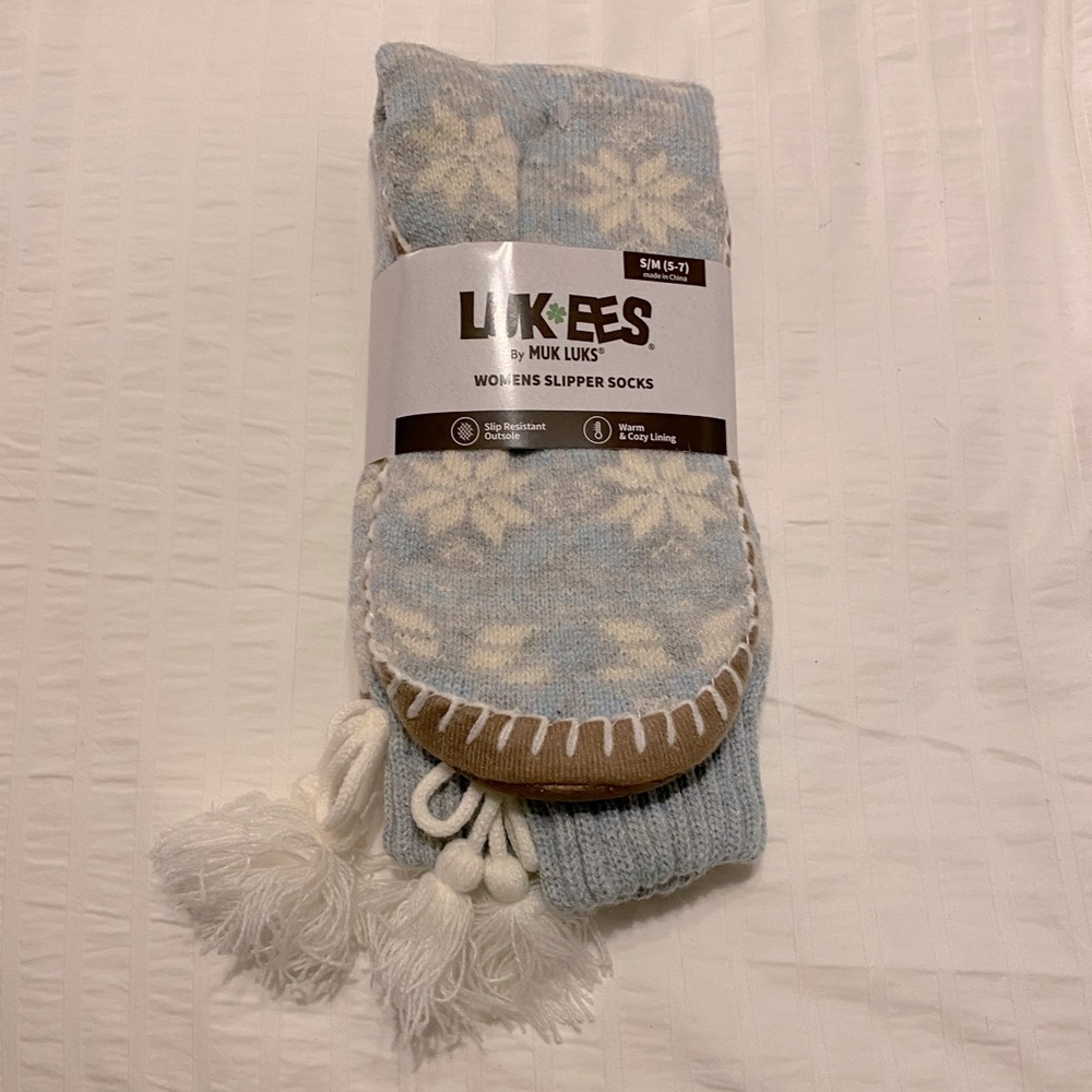 NWT Lukees by Muk Luk Womens Slipper Socks S/M (5-7)